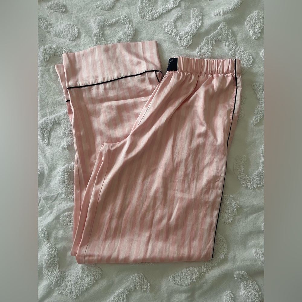 Victorias Secret Pink Striped Satin PJ pants